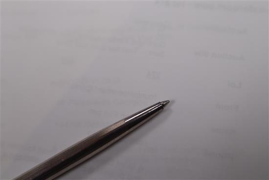 A Mont Blanc 252 grey finish fountain pen and propelling pencil set, cased and a Caran DAche silver ballpoint pen